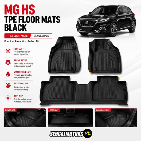 MG HS TPE Floor Mats Black 3 Pcs 2020 - 2025