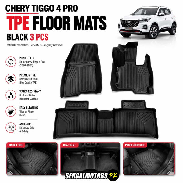 Chery Tiggo 4 Pro TPE Floor Mats Black 3 Pcs 2022 - 2025