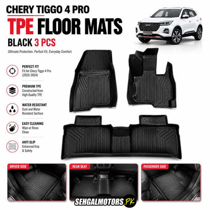 Chery Tiggo 4 Pro TPE Floor Mats Black 3 Pcs 2022 - 2025
