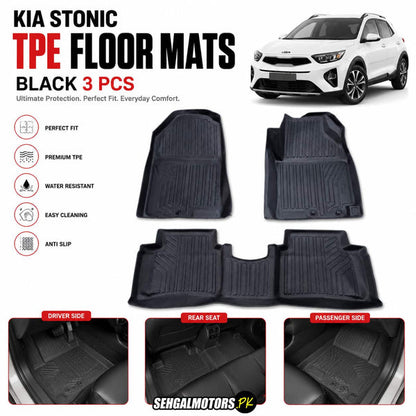 KIA Stonic TPE Floor Mats Black 3 Pcs 2021 - 2026