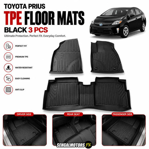 Toyota Prius TPE Floor Mats Black 3 Pcs 2013 - 2015