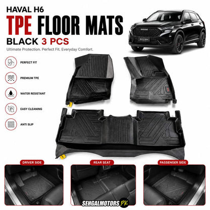 Haval H6 TPE Floor Mats Black 3 Pcs 2021 - 2024