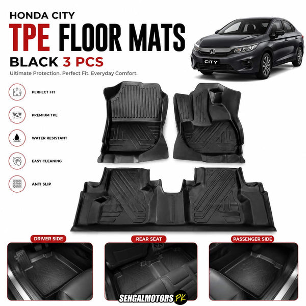 Honda City TPE Floor Mats Black 3 Pcs 2009 - 2020