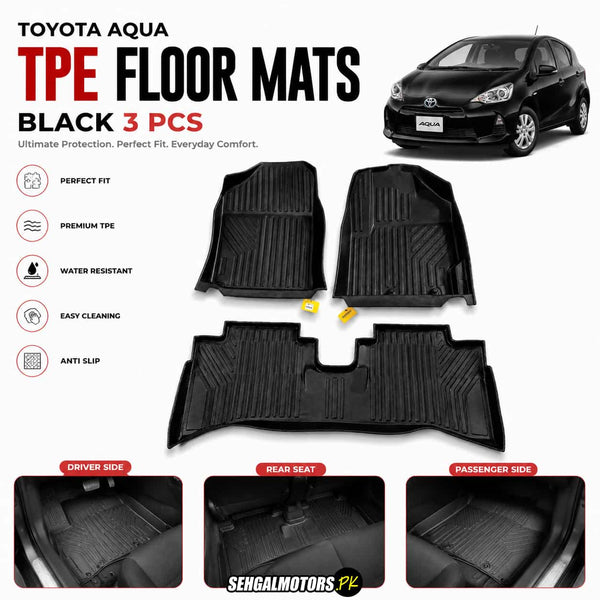 Toyota Aqua TPE Floor Mats Black 3 Pcs 2018 - 2026