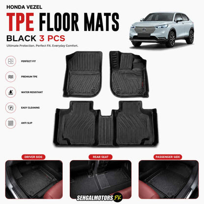 Honda Vezel TPE Floor Mats Black 3 Pcs 2014 - 2020