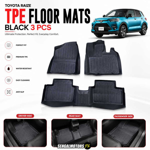 Toyota Raize TPE Floor Mats Black 3 Pcs 2020 - 2026