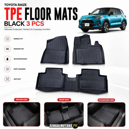 Toyota Raize TPE Floor Mats Black 3 Pcs 2020 - 2026