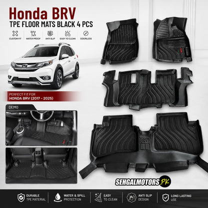 Honda BRV TPE Floor Mats Black 4 Pcs 2017 - 2026