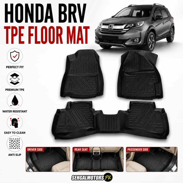 Honda BRV TPE Floor Mats Black 3 Pcs 2017 - 2026