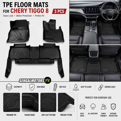 Chery Tiggo 8 TPE Floor Mats 3 Pcs 2022 - 2025