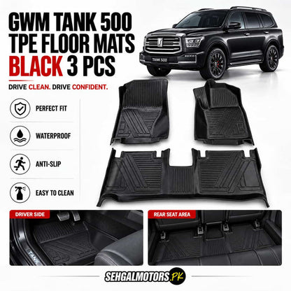 GWM Tank 500 TPE Floor Mats Black 3 Pcs 2026