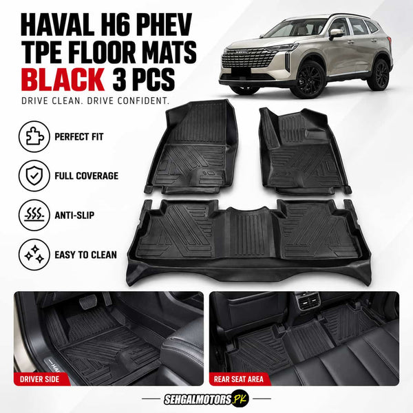 Haval H6 PHEV TPE Floor Mats Black 3 Pcs 2025 - 2026