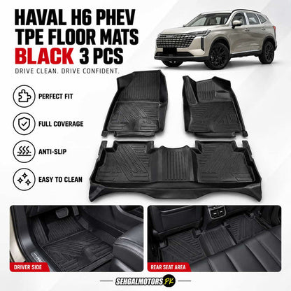 Haval H6 PHEV TPE Floor Mats Black 3 Pcs 2025 - 2026