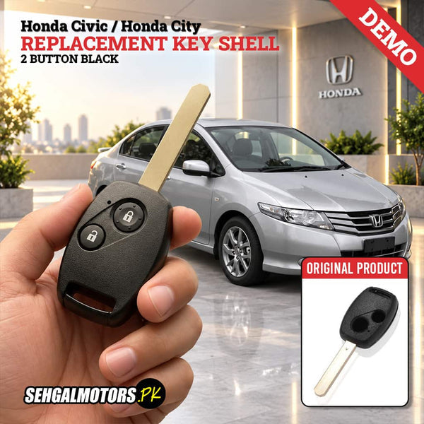 Honda Civic / Honda City Key Shell Case Cover 2 Button Black 2009 - 2020 - Replacement Casing