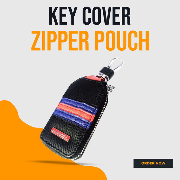 Haval Zipper Jeans Key Cover Pouch Black With Red Blue Strip Keychain - Ring