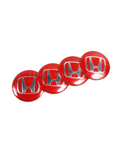Honda Wheelcap Logos 4 Pcs Center Hub Badge Sticker - Red