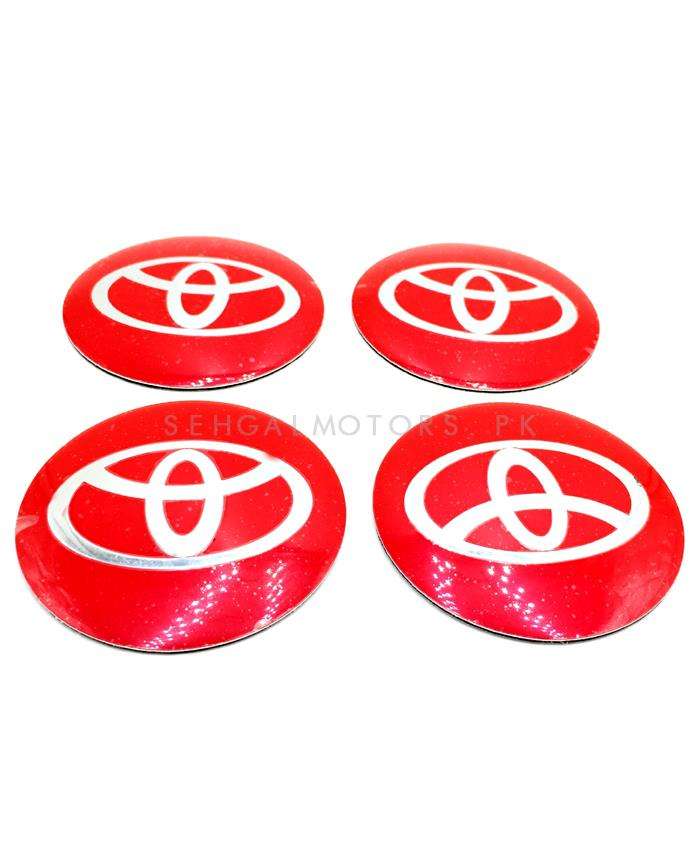 Toyota Wheel Cap Logo Red Center Hub Badge Sticker - 4 Pcs