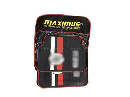 Universal SPC PVC Rubber Floor Mat Red,Black and White Mix Design - 5 Pcs - Foot Mat For Car