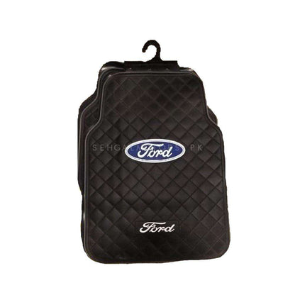 Universal Ford  PVC Floor Mat Black Mix Design 5 Pcs - Foot Mat For Car