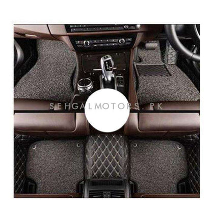 KIA Picanto 9D Custom Floor Mat Mix Thread Grass 3 Pcs 2019 - 2026 - Black With Grey