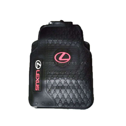 Lexus Universal PVC Rubber Floor Mat Black Red Mix Design 5 Pcs - Foot Mat For Car