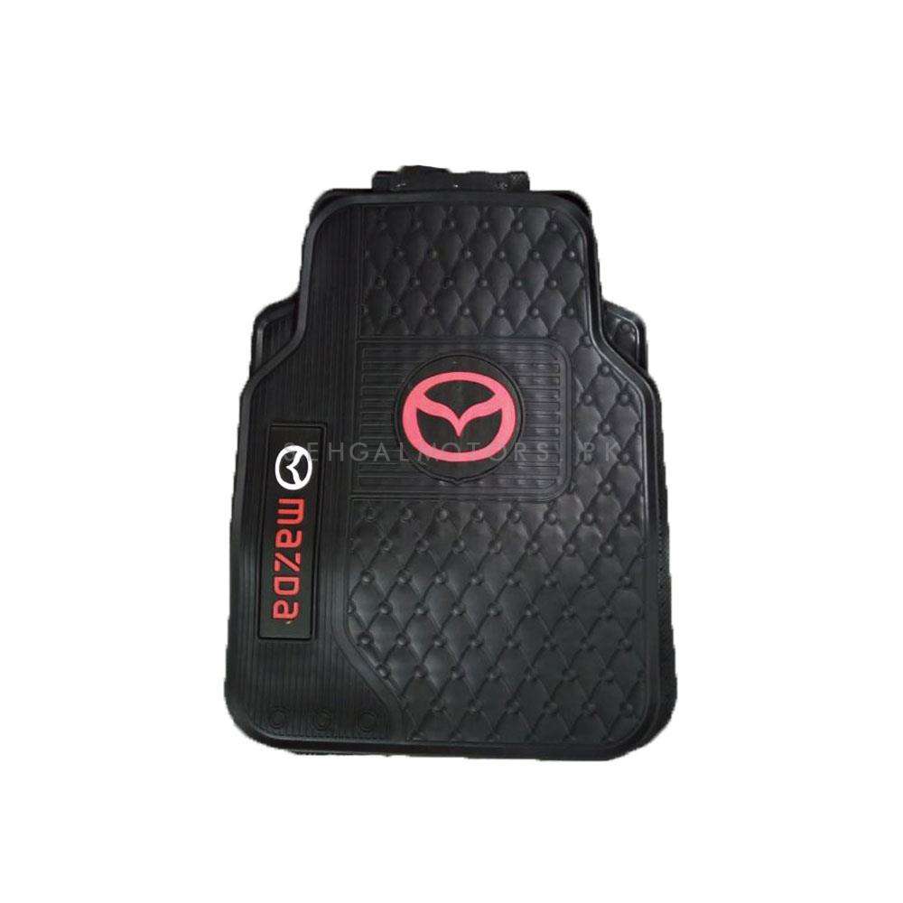 Mazda Universal PVC Rubber Floor Mat Black Red Mix Design 5 Pcs - Foot Mat For Car