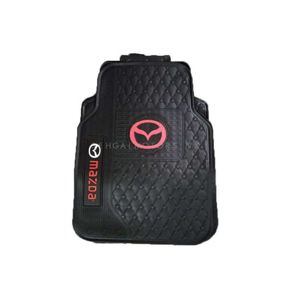 Mazda Universal PVC Rubber Floor Mat Black Red Mix Design 5 Pcs - Foot Mat For Car