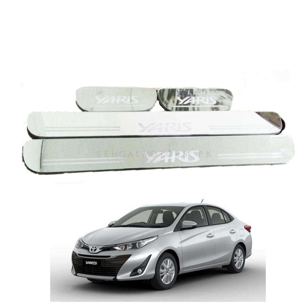 Toyota Yaris Metal LED Sill Plates Chrome /Skuff LED panels 2020 - 2023