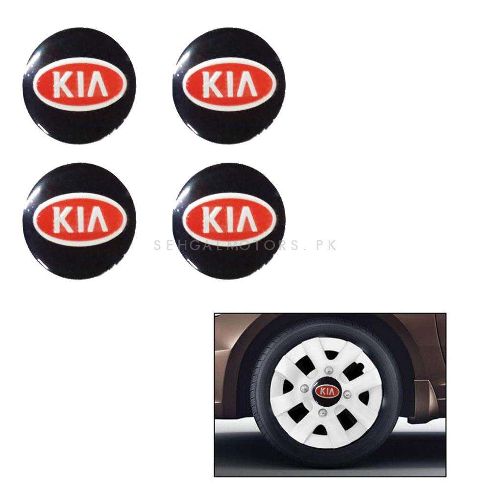 KIA Wheel Cap Logo Red Center Hub Badge Sticker - 4 Pcs
