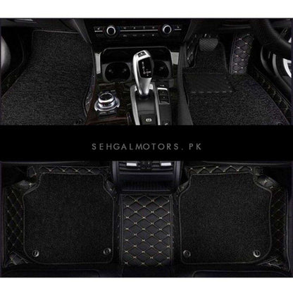 Toyota Fortuner 9D Floor Mats Mix Thread Black 4 Pcs 2016 - 2026 - With Black Grass