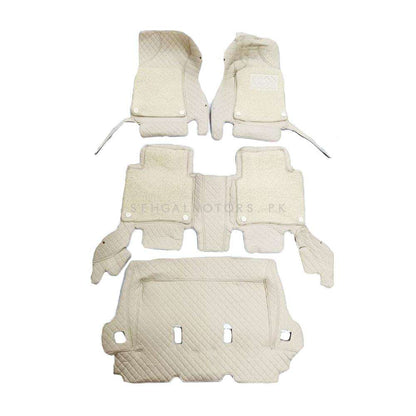 Toyota Fortuner 9D Floor Mats Mix Thread Grass 4 Pc 2016 - 2026 - Beige With Beige