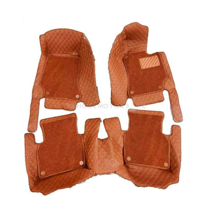Mercedes Benz C Class 9D Floor Mats Mix Thread  Grass 3 Pcs 2015 - 2021 - Brown With Brown