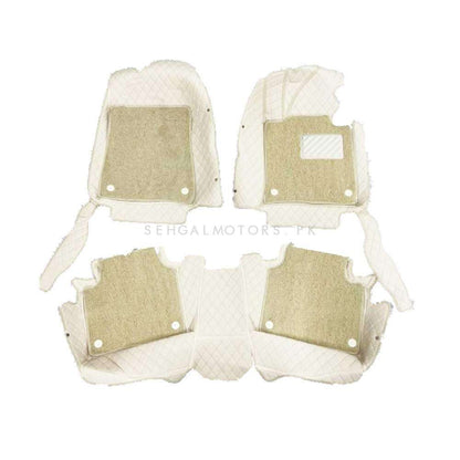 Hyundai Sonata 9D Floor Mats Mix Thread Grass 3 Pcs 2021 - 2024 - Beige With Beige