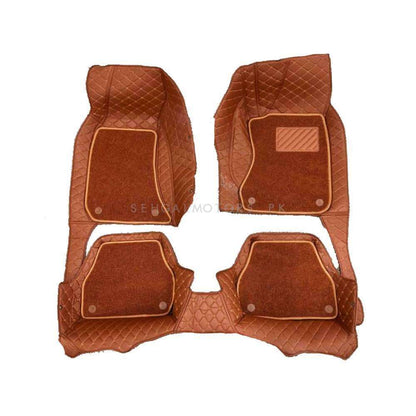 Audi A6 9D Floor Mats Mix Thread 3 Pcs 2005 - 2018 - Brown Grass With Brown