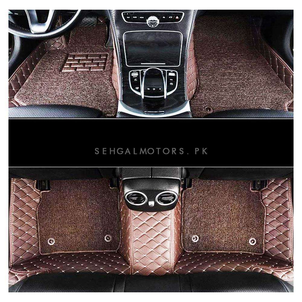 MG HS 9D Floor Mats Mix Thread Grass 3 Pcs 2020 - 2025 - Brown With Brown
