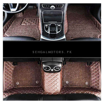 MG HS 9D Floor Mats Mix Thread Grass 3 Pcs 2020 - 2025 - Brown With Brown