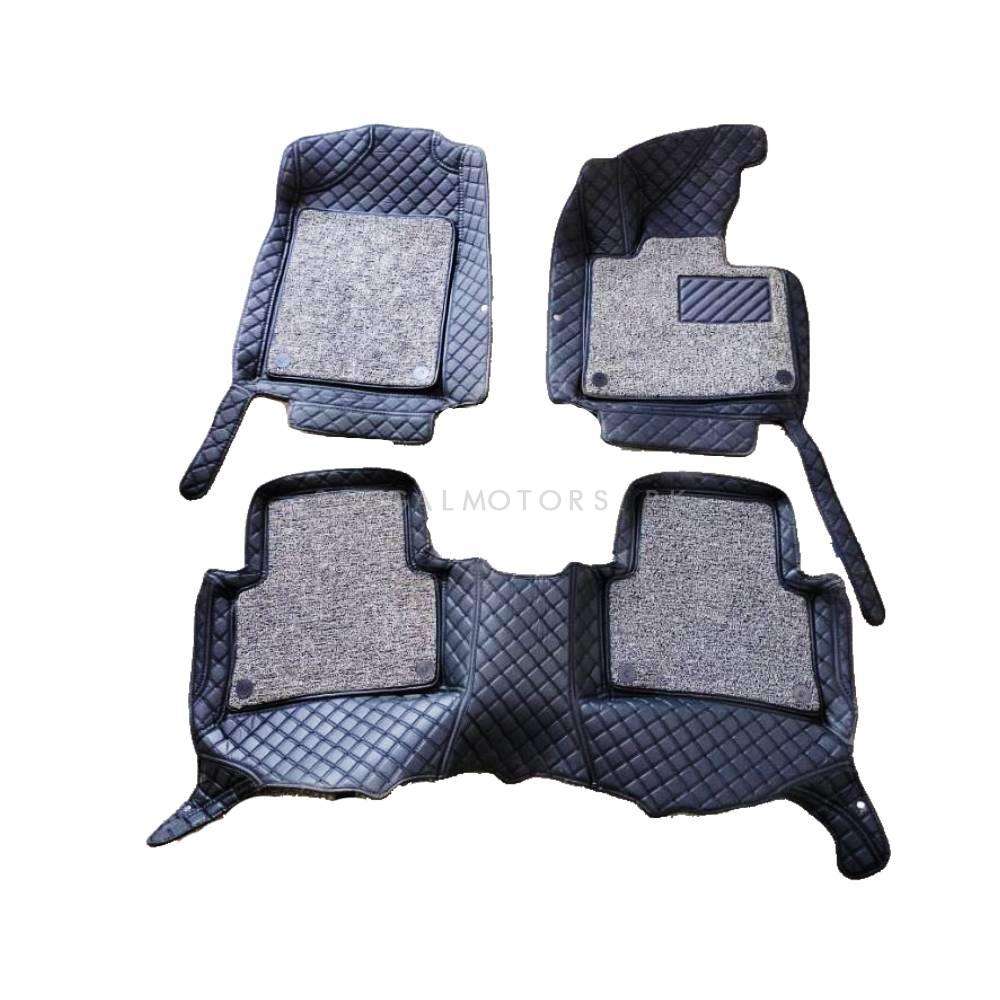 Hyundai Tucson 9D Floor Mats Mix Thread Grass 3 Pcs 2020 - 2024 - Black With Grey