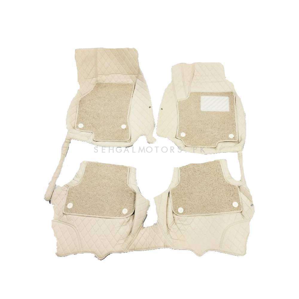 Audi A3 9D Floor Mats Mix Thread 3 Pcs 2014 - 2021 - Beige With Beige Grass