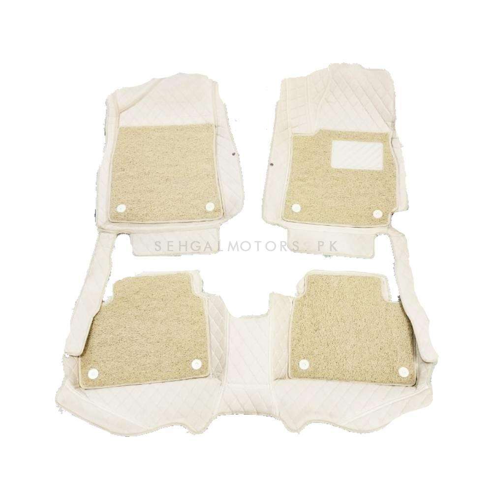 Hyundai Elantra 9D Floor Mats Mix Thread Grass 3 Pcs 2021 - 2026 - Beige With Beige