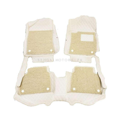 Hyundai Elantra 9D Floor Mats Mix Thread Grass 3 Pcs 2021 - 2026 - Beige With Beige