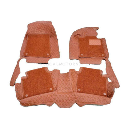 Hyundai Sonata 9D Floor Mats Mix Thread  Grass 3 Pcs 2021 - 2024 - Brown With Brown