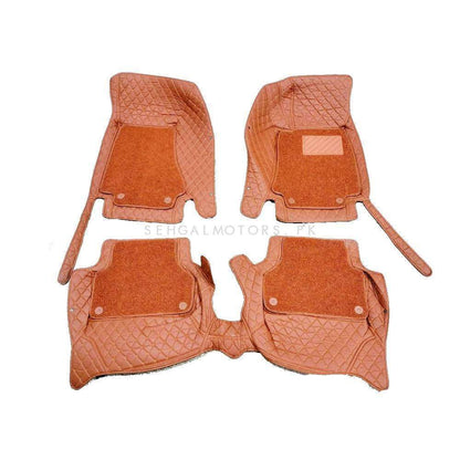 Audi A4 9D Floor Mats Mix Thread 3 Pcs 2008 - 2016 - Brown Grass With Brown