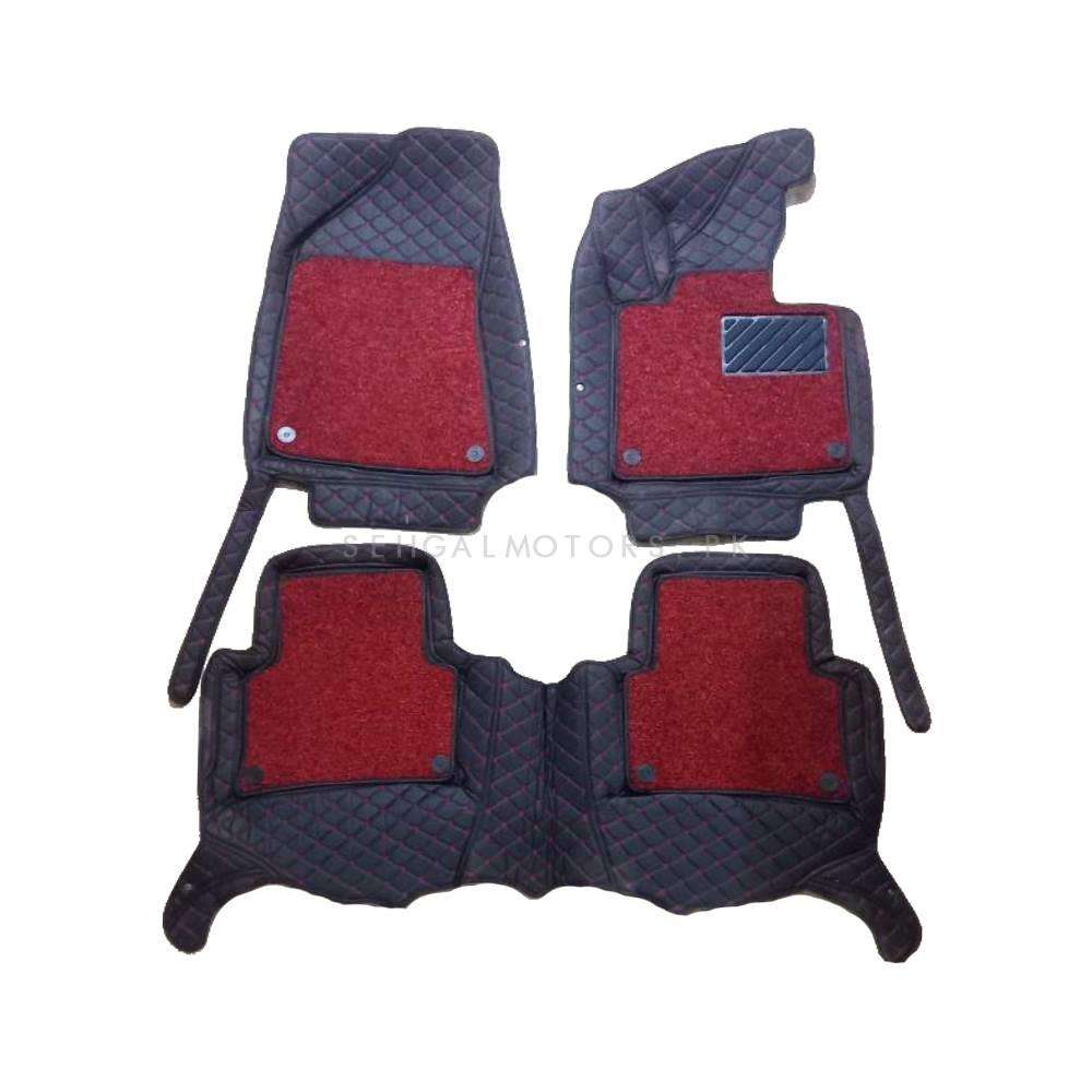 MG ZS 9D Floor Mats Mix Thread Grass 3 Pcs 2020 - 2025 - Black With Red
