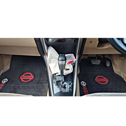 Nissan Universal PVC Rubber Floor Mat Black Red Mix Design - 5 Pcs - Foot Mat For Car