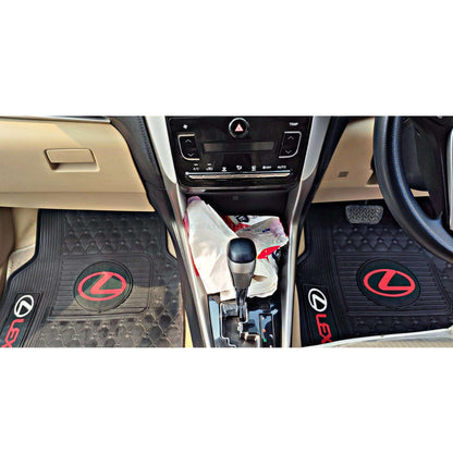 Lexus Universal PVC Rubber Floor Mat Black Red Mix Design 5 Pcs - Foot Mat For Car