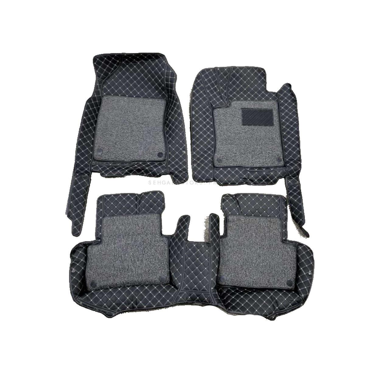 Honda Civic 9D Floor Mats Mix Thread 3 Pcs 2016 - 2021 - Black and Grey