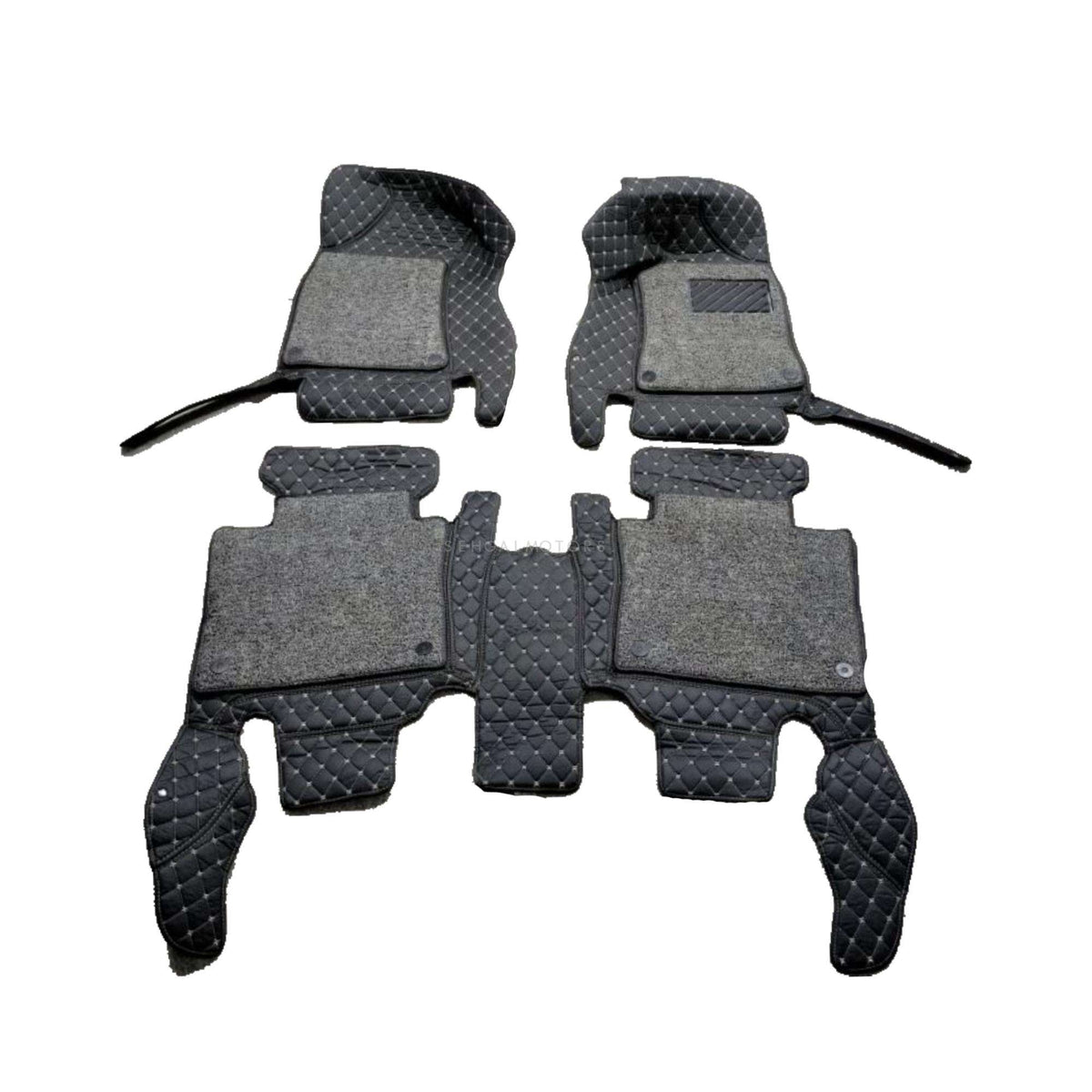 Toyota Fortuner 9D Floor Mats Mix Thread Black and Grey 3Pcs 2016 - 2026