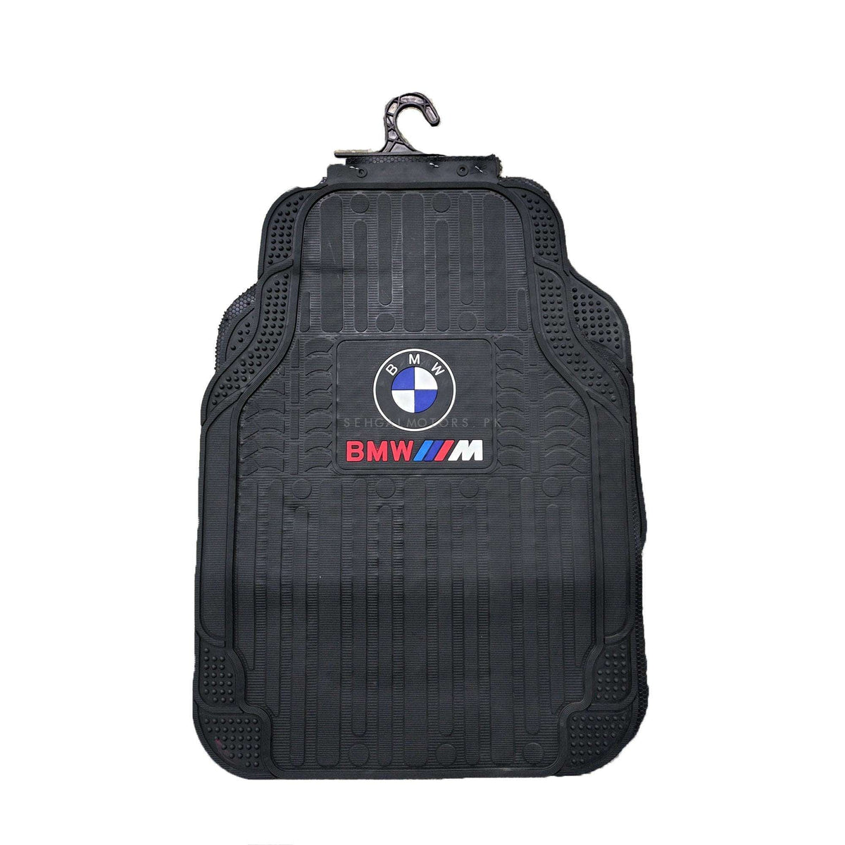 BMW Universal PVC Rubber Floor Mat Red and Black Mix Design 5 Pcs - Foot Mat For Car