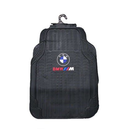 BMW Universal PVC Rubber Floor Mat Red and Black Mix Design 5 Pcs - Foot Mat For Car