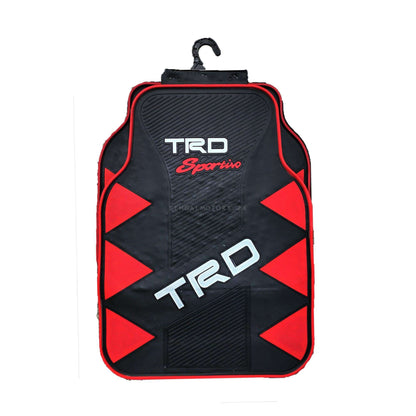 TRD Sportivo Universal PVC Rubber Floor Mat Black and Red - Mix Design 5 Pcs - Foot Mat For Car